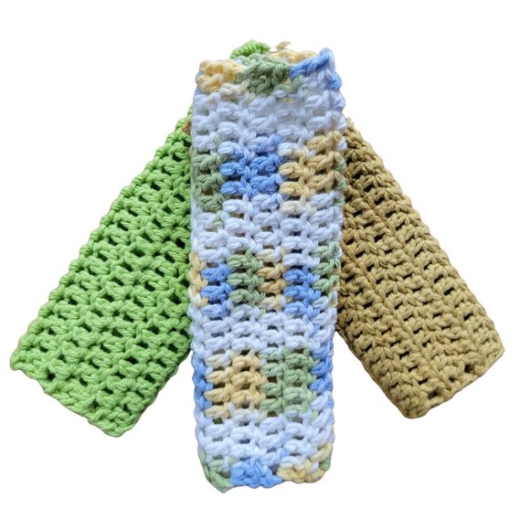 HANDMADE Crochet Washcloths Set of 3 Expertly Created with a Hook and Ya… - Picture 5 of 6